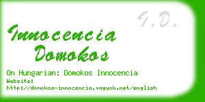 innocencia domokos business card